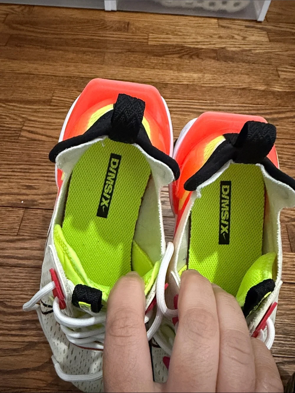 Nike Kids Sneakers in Cream with Neon Yellow & Bright Coral Accents